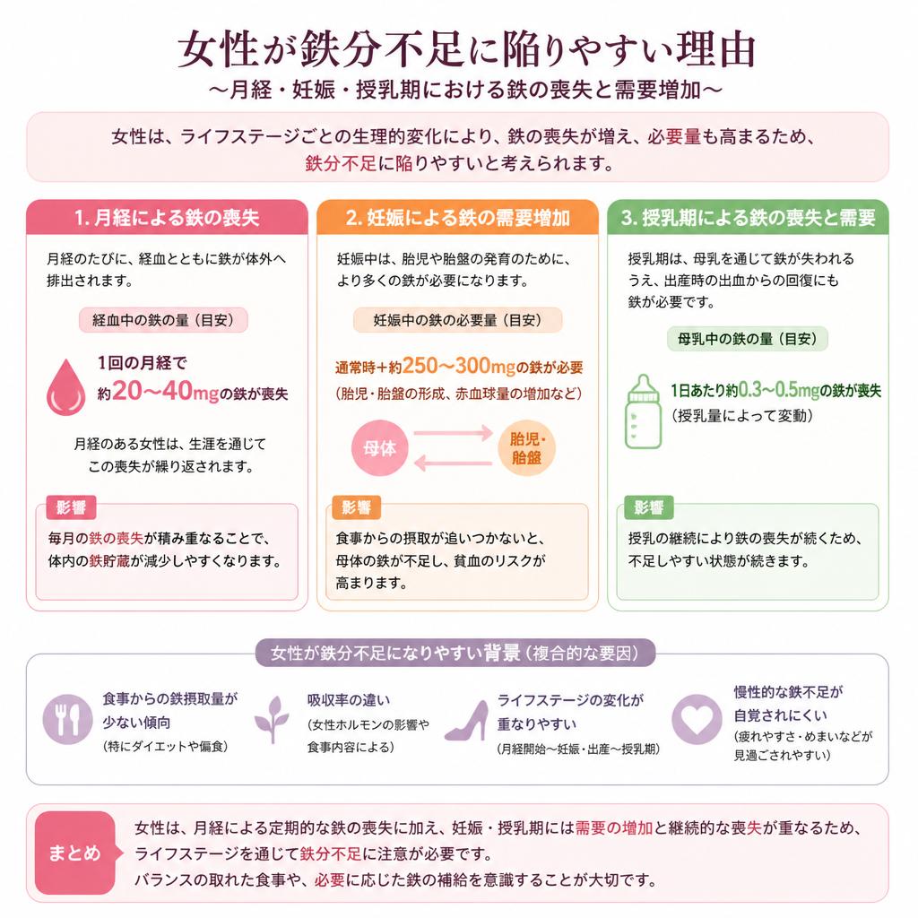 女性特有の鉄分不足