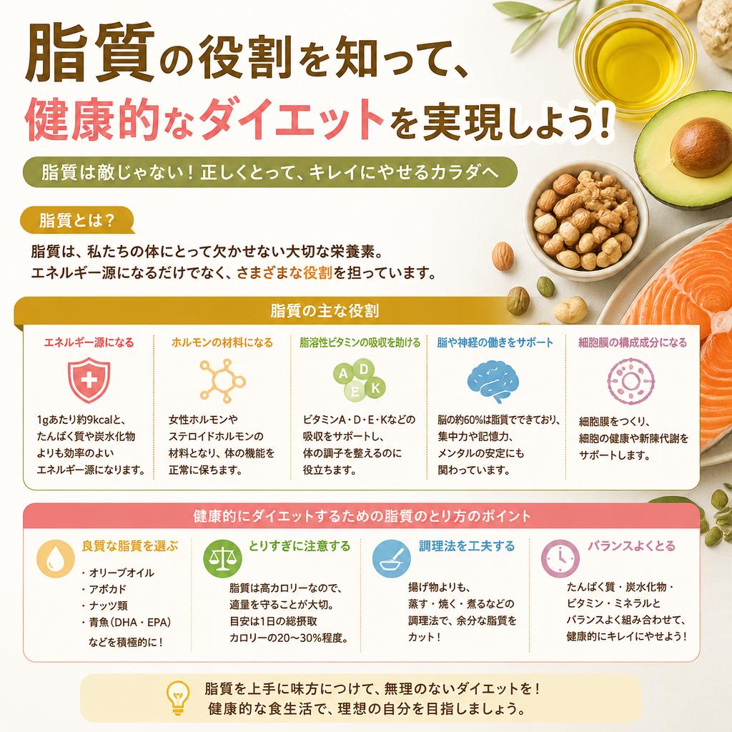 脂質の役割を知って、健康的なダイエットを実現しよう！