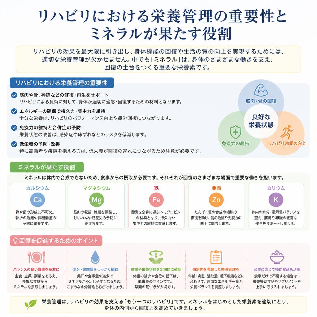 リハビリテーションとミネラルの関係