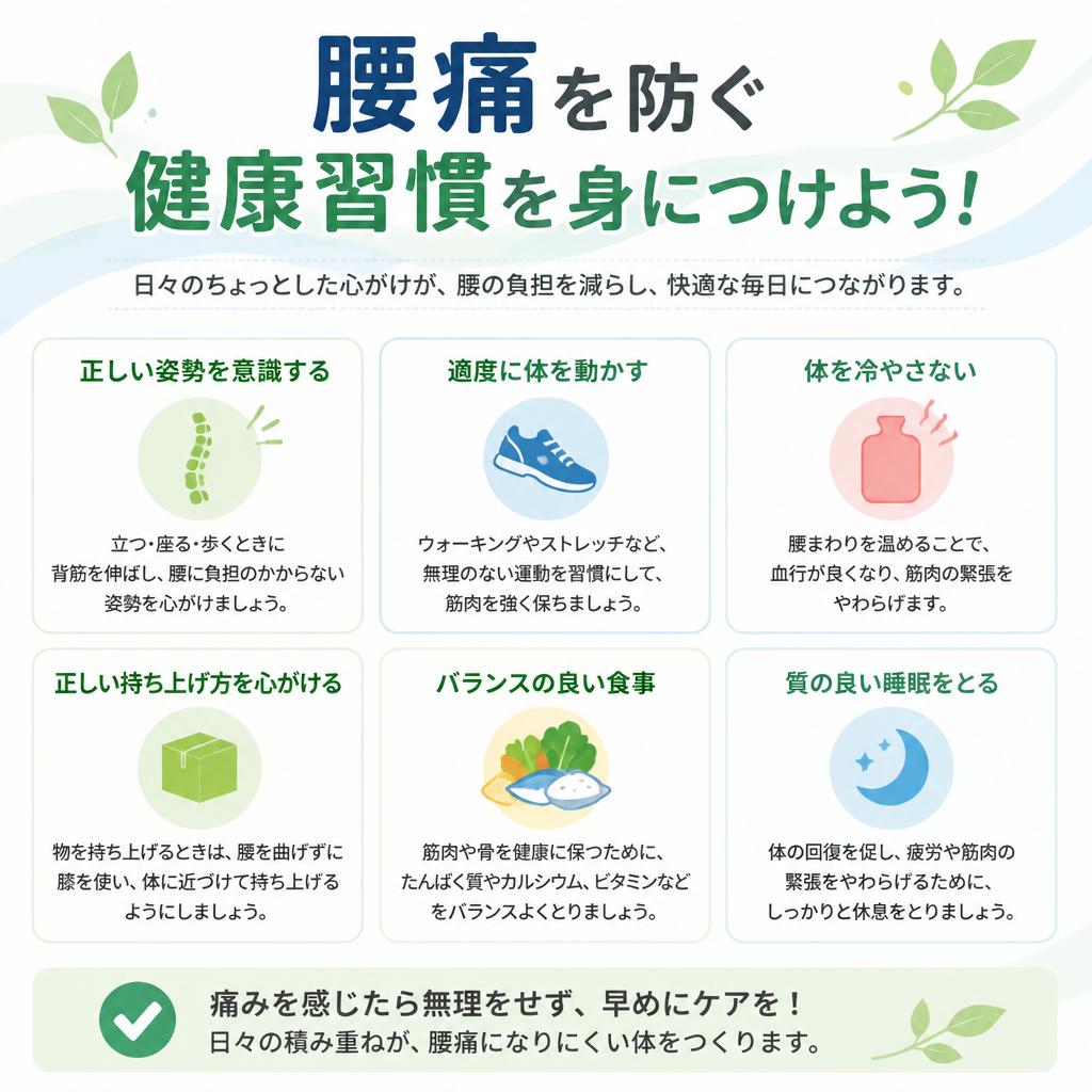 腰痛を防ぐ健康習慣を身につけよう！