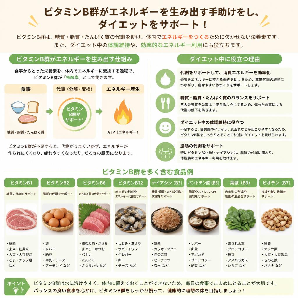 2. ビタミンB群：エネルギー代謝のサポート