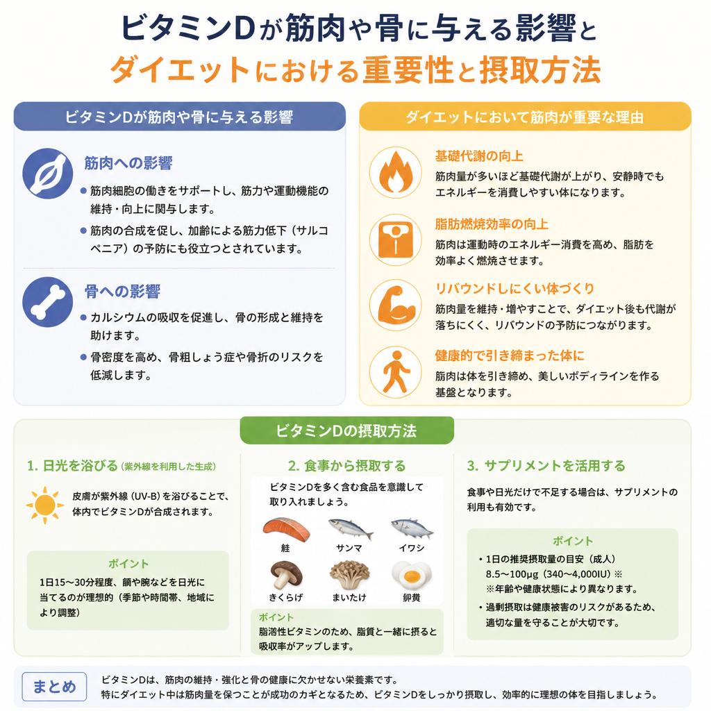 4. ビタミンD:筋肉と骨の健康を守る