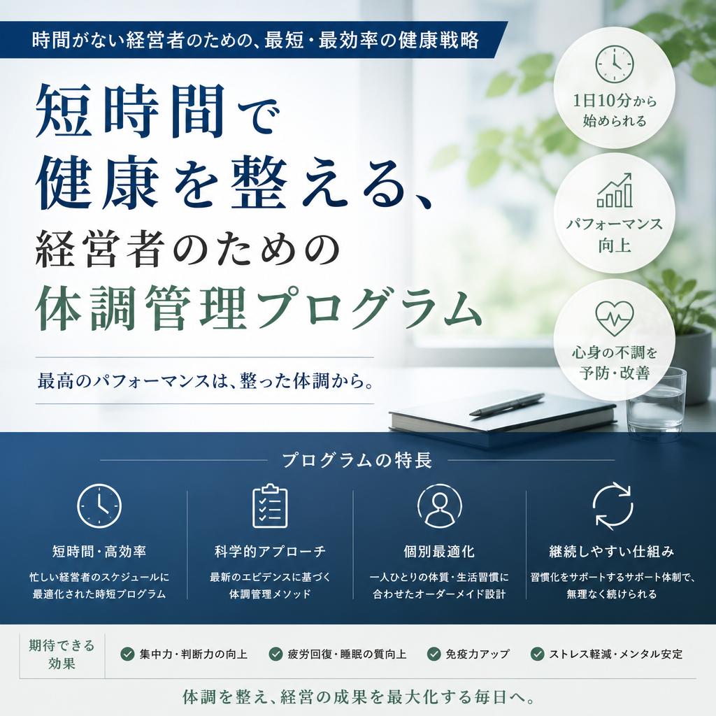 短時間で健康を整える、経営者のための体調管理プログラム